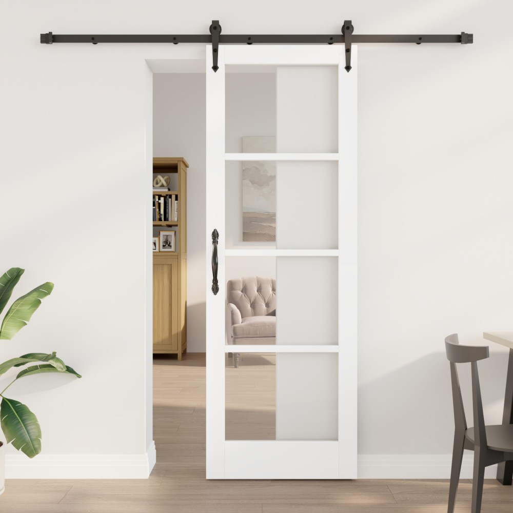 Ușa glisantă vidaXL cu set de accesorii 'ORKDAL'Alb 73.5x211 cm