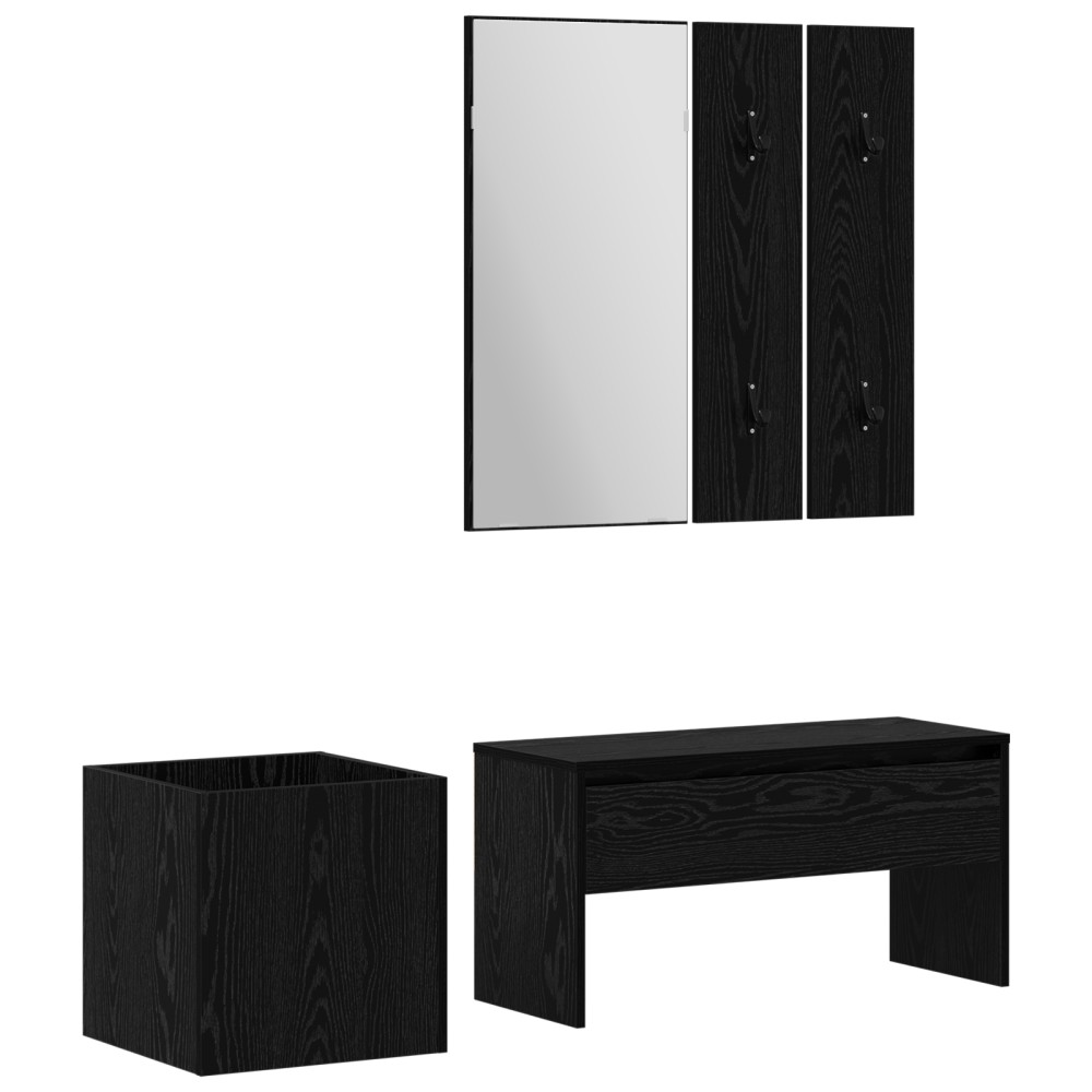 Set Mobilier pentru Hol vidaXL Lemn Ingineresc Negru Stejar