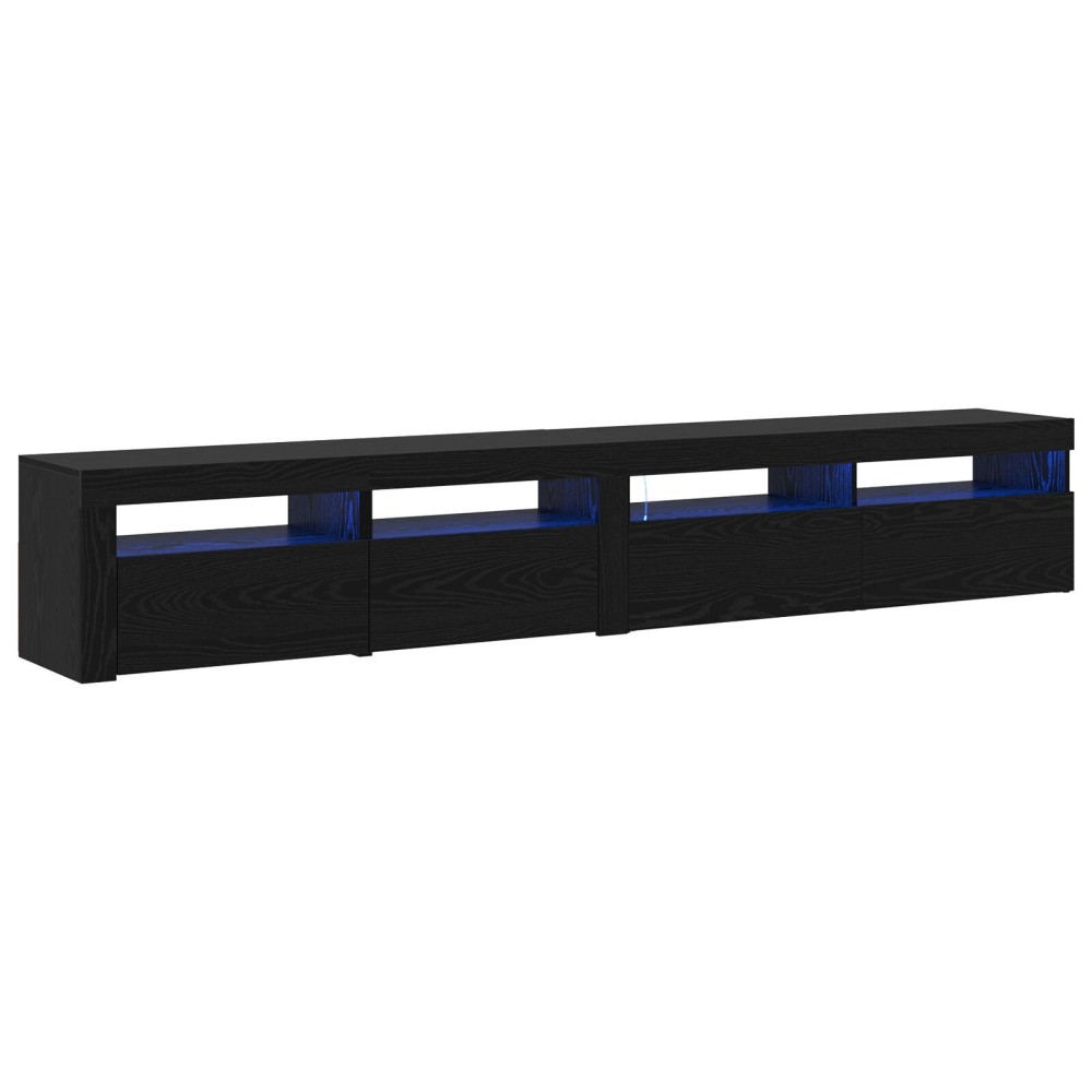 vidaXL Cabinete TV 2 buc cu lumini LED din stejar negru și lemn ingineresc