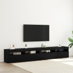 vidaXL Cabinete TV 2 buc cu lumini LED din stejar negru și lemn ingineresc