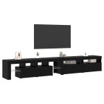 vidaXL Cabinet TV 3 pcs Stejar Negru 260 x 37 x 40 cm Lemn compozit