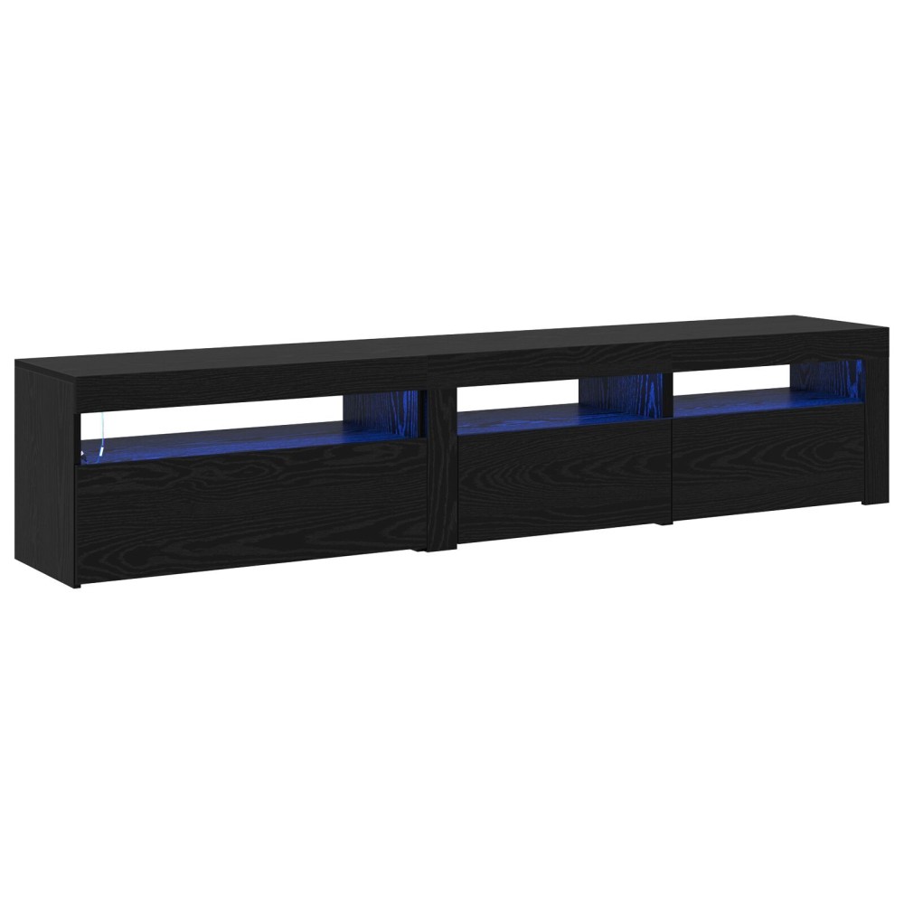 vidaXL Suporturi TV 2 buc cu lumini LED Stejar Negru Lemn Ingineresc