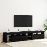 Cabinete pentru TV vidaXL 2 buc cu Lumini LED Stejar Negru Lemn Prelucrat Cabinete pentru TV vidaXL 2 buc cu Lumini LED Stejar Negru Lemn Prelucrat