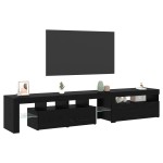 Cabinete pentru TV vidaXL 2 buc cu Lumini LED Stejar Negru Lemn Prelucrat Cabinete pentru TV vidaXL 2 buc cu Lumini LED Stejar Negru Lemn Prelucrat