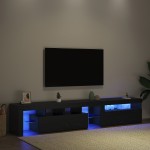 Cabinete pentru TV vidaXL 2 buc cu Lumini LED Stejar Negru Lemn Prelucrat Cabinete pentru TV vidaXL 2 buc cu Lumini LED Stejar Negru Lemn Prelucrat
