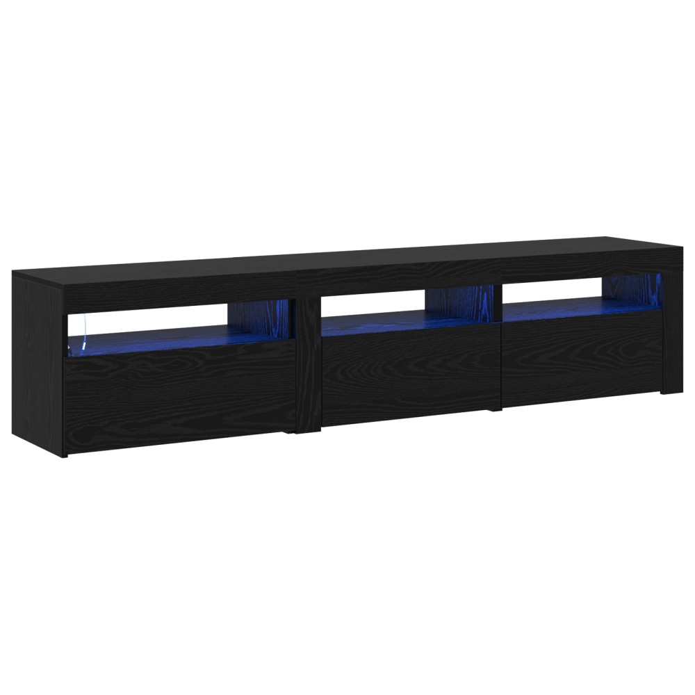 Cabinete TV vidaXL 2 pcs cu lumini LED Stejar negru Lemn prelucrat