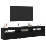 Cabinete TV vidaXL 2 pcs cu lumini LED Stejar negru Lemn prelucrat Cabinete TV vidaXL 2 pcs cu lumini LED Stejar negru Lemn prelucrat