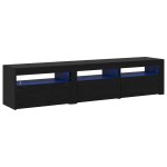 Cabinete TV vidaXL 2 pcs cu lumini LED Stejar negru Lemn prelucrat Cabinete TV vidaXL 2 pcs cu lumini LED Stejar negru Lemn prelucrat