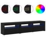 Cabinete TV vidaXL 2 pcs cu lumini LED Stejar negru Lemn prelucrat Cabinete TV vidaXL 2 pcs cu lumini LED Stejar negru Lemn prelucrat
