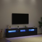 Cabinete TV vidaXL 2 pcs cu lumini LED Stejar negru Lemn prelucrat Cabinete TV vidaXL 2 pcs cu lumini LED Stejar negru Lemn prelucrat