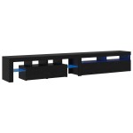 Set de 2 cabine TV cu lumini LED din lemn prelucrat de stejar negru Set de 2 cabine TV cu lumini LED din lemn prelucrat de stejar negru