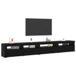 Set cabinet TV vidaXL de 3 piese cu lumini LED stejar negru lemn prelucrat Set cabinet TV vidaXL de 3 piese cu lumini LED stejar negru lemn prelucrat