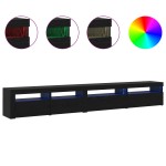 Set cabinet TV vidaXL de 3 piese cu lumini LED stejar negru lemn prelucrat Set cabinet TV vidaXL de 3 piese cu lumini LED stejar negru lemn prelucrat
