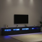 Set cabinet TV vidaXL de 3 piese cu lumini LED stejar negru lemn prelucrat Set cabinet TV vidaXL de 3 piese cu lumini LED stejar negru lemn prelucrat