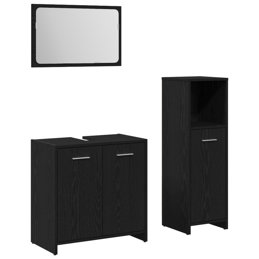 vidaXL Set Mobilier Baie Pe perete 3 pcs Stejar Negru 60 x 33 x 60 cm