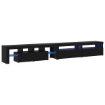 Mobilier TV vidaXL 3 pcs cu Lumini LED Negru Stejar Lemn prelucrat Mobilier TV vidaXL 3 pcs cu Lumini LED Negru Stejar Lemn prelucrat