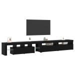 Mobilier TV vidaXL 3 pcs cu Lumini LED Negru Stejar Lemn prelucrat Mobilier TV vidaXL 3 pcs cu Lumini LED Negru Stejar Lemn prelucrat