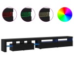 Mobilier TV vidaXL 3 pcs cu Lumini LED Negru Stejar Lemn prelucrat Mobilier TV vidaXL 3 pcs cu Lumini LED Negru Stejar Lemn prelucrat
