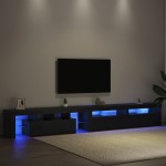 Mobilier TV vidaXL 3 pcs cu Lumini LED Negru Stejar Lemn prelucrat Mobilier TV vidaXL 3 pcs cu Lumini LED Negru Stejar Lemn prelucrat