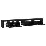 Mobilier TV vidaXL 3 pcs cu Lumini LED Negru Stejar Lemn prelucrat Mobilier TV vidaXL 3 pcs cu Lumini LED Negru Stejar Lemn prelucrat