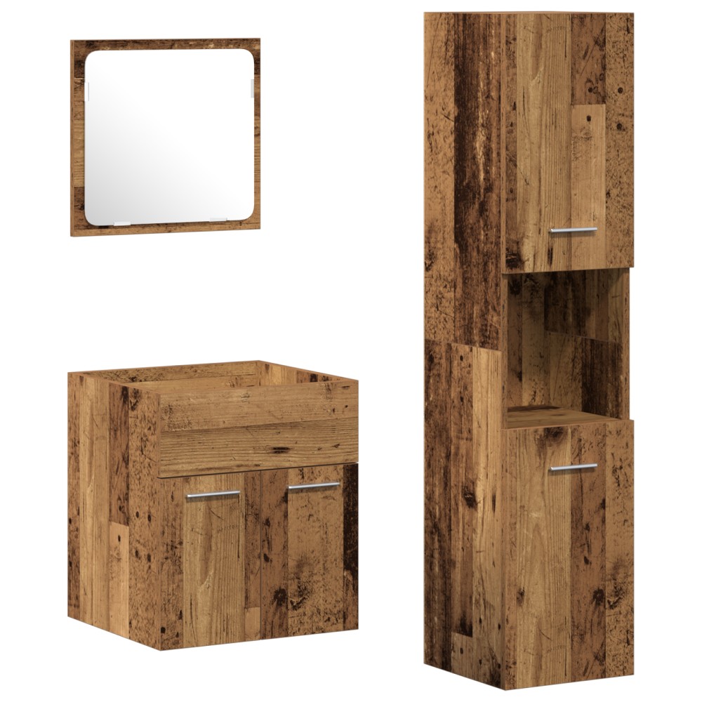 vidaXL Set Mobilier Baie Pe perete 3 pcs Lemn Vechi 41 x 38.5 x 46 cm