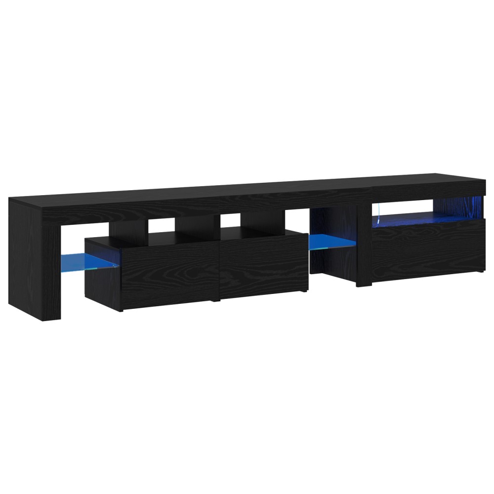 vidaXL Cabinete TV 2 piese cu Lumini LED din Stejar Negru și Lemn Ingineresc