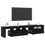 vidaXL Cabinete TV 2 piese cu Lumini LED din Stejar Negru și Lemn Ingineresc vidaXL Cabinete TV 2 piese cu Lumini LED din Stejar Negru și Lemn Ingineresc