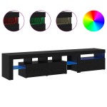 vidaXL Cabinete TV 2 piese cu Lumini LED din Stejar Negru și Lemn Ingineresc vidaXL Cabinete TV 2 piese cu Lumini LED din Stejar Negru și Lemn Ingineresc