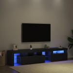 vidaXL Cabinete TV 2 piese cu Lumini LED din Stejar Negru și Lemn Ingineresc vidaXL Cabinete TV 2 piese cu Lumini LED din Stejar Negru și Lemn Ingineresc