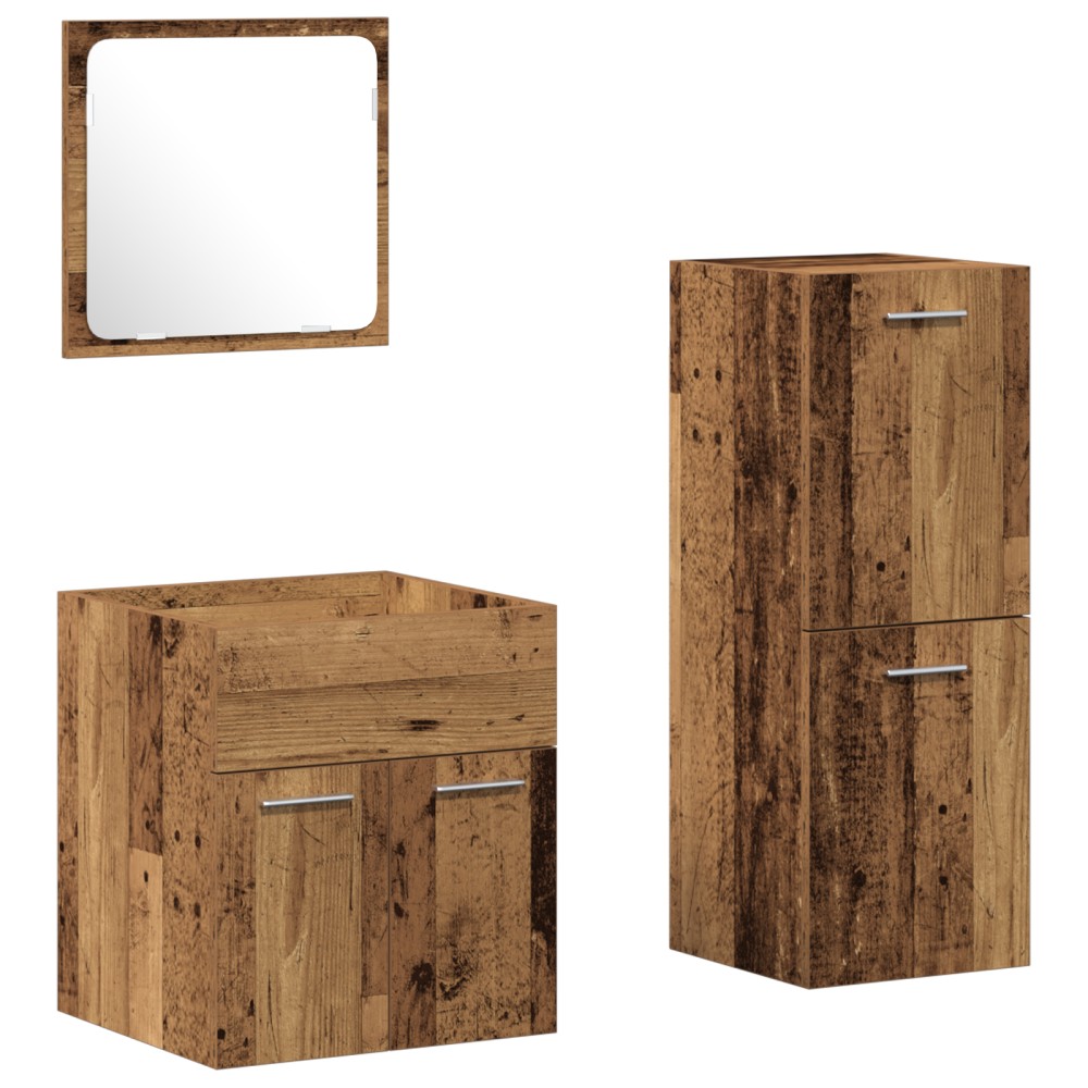 vidaXL Set de mobilier pentru baie 3 pcs Lemn Vechi 41 x 38.5 x 46 cm