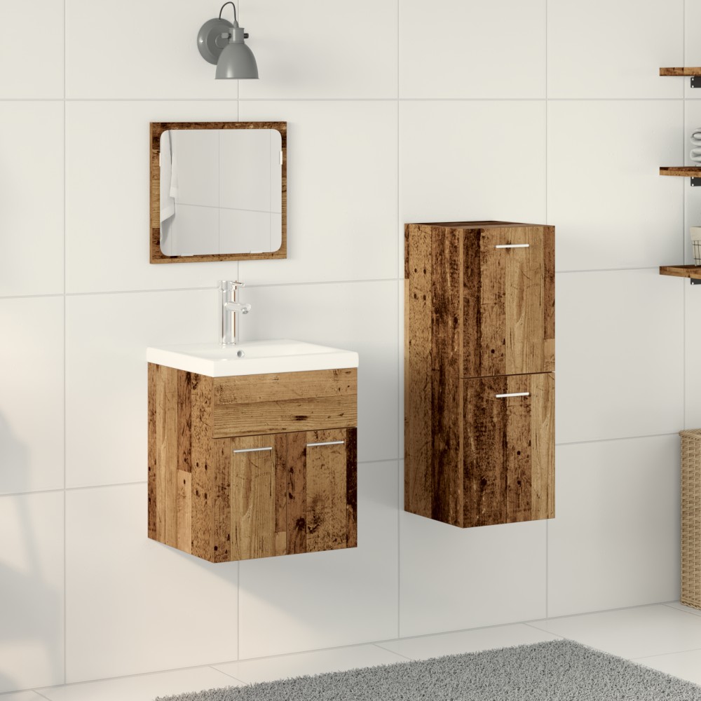 vidaXL Set de mobilier pentru baie 3 pcs Lemn Vechi 41 x 38.5 x 46 cm