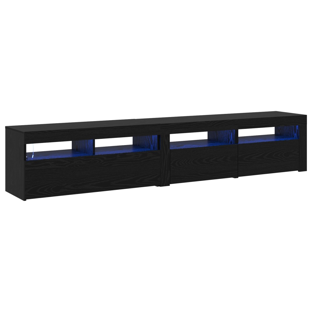 vidaXL Cabinete TV 2 buc cu lumini LED din lemn ingineresc de stejar negru