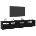 vidaXL Cabinete TV 2 buc cu lumini LED din lemn ingineresc de stejar negru vidaXL Cabinete TV 2 buc cu lumini LED din lemn ingineresc de stejar negru