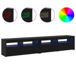 vidaXL Cabinete TV 2 buc cu lumini LED din lemn ingineresc de stejar negru vidaXL Cabinete TV 2 buc cu lumini LED din lemn ingineresc de stejar negru