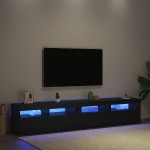 vidaXL Cabinete TV 2 buc cu lumini LED din lemn ingineresc de stejar negru vidaXL Cabinete TV 2 buc cu lumini LED din lemn ingineresc de stejar negru