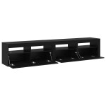 vidaXL Cabinete TV 2 buc cu lumini LED din lemn ingineresc de stejar negru vidaXL Cabinete TV 2 buc cu lumini LED din lemn ingineresc de stejar negru