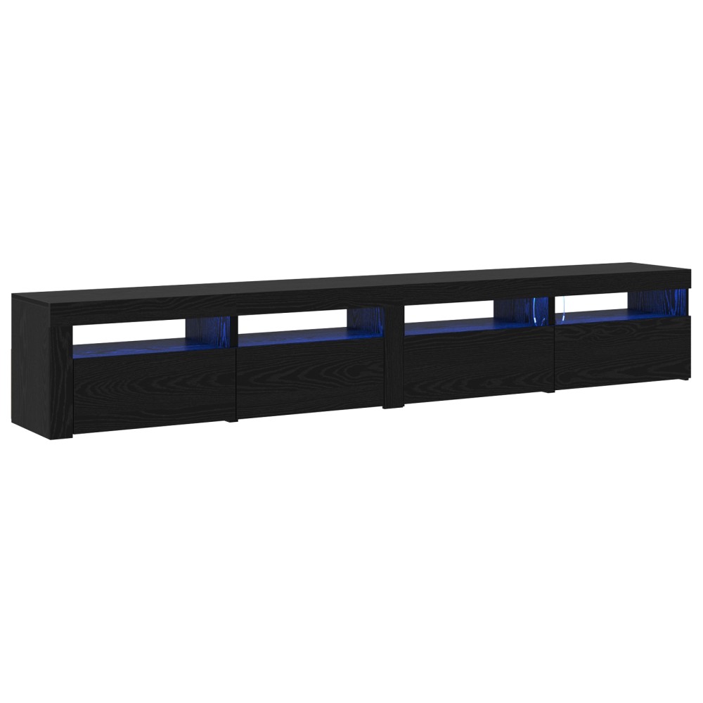 Set Cabinet TV vidaXL 3 Piese cu Luminile LED Stejar Negru Lemn Stratificat