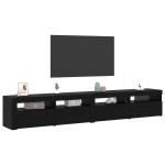 Set Cabinet TV vidaXL 3 Piese cu Luminile LED Stejar Negru Lemn Stratificat Set Cabinet TV vidaXL 3 Piese cu Luminile LED Stejar Negru Lemn Stratificat