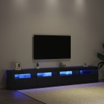 Set Cabinet TV vidaXL 3 Piese cu Luminile LED Stejar Negru Lemn Stratificat Set Cabinet TV vidaXL 3 Piese cu Luminile LED Stejar Negru Lemn Stratificat