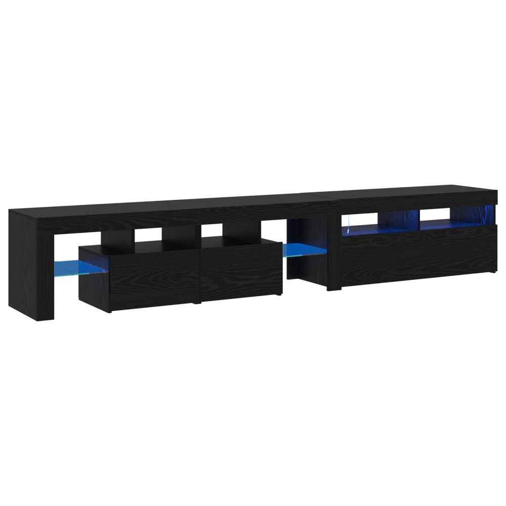 Cabinete TV vidaXL 2 pcs cu LED-uri Stejar Negru Lemn Ingineresc