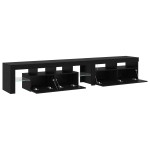 Cabinete TV vidaXL 2 pcs cu LED-uri Stejar Negru Lemn Ingineresc Cabinete TV vidaXL 2 pcs cu LED-uri Stejar Negru Lemn Ingineresc