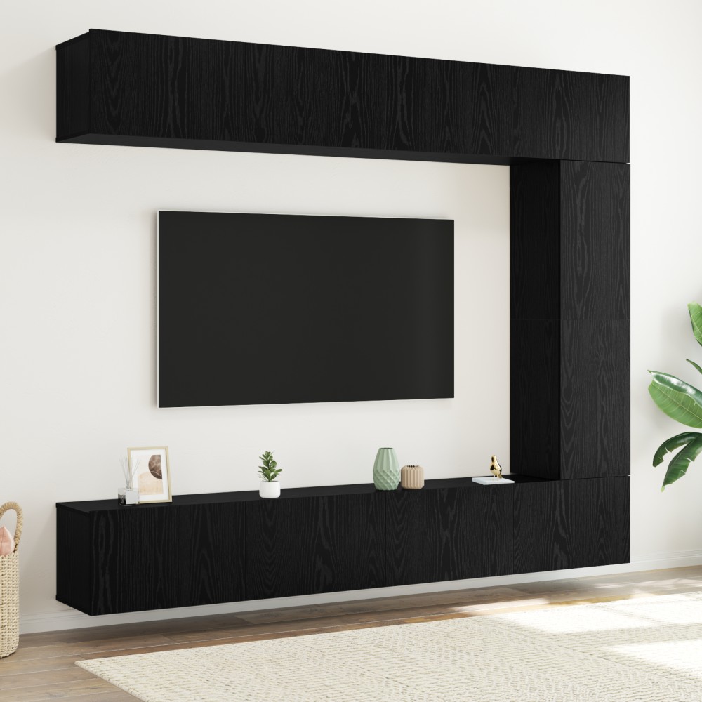 vidaXL Set comodă TV 5 pcs Stejar negru 100 x 30 x 30 cm Lemn compozit