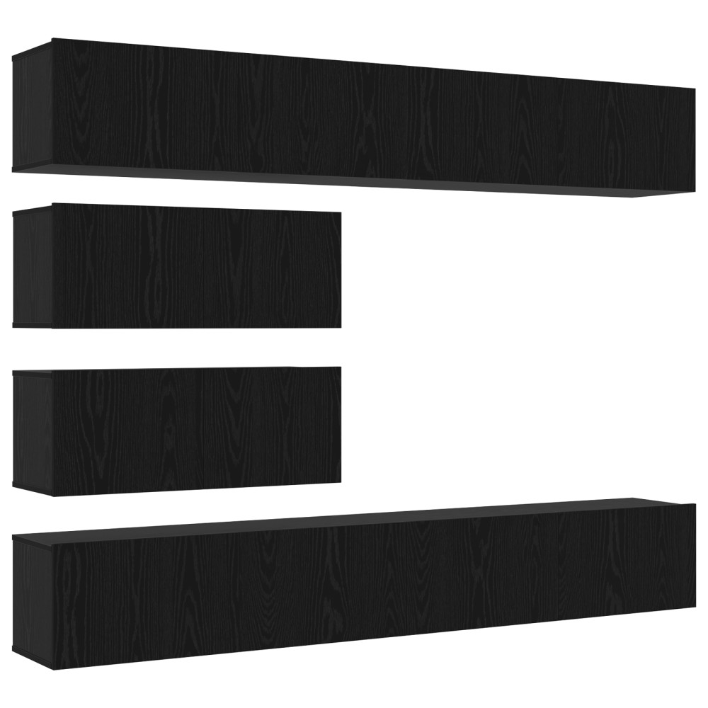 vidaXL Set comodă TV 6 pcs Stejar negru 100 x 30 x 30 cm Lemn compozit