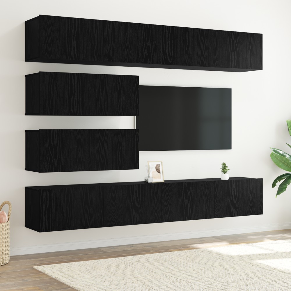 vidaXL Set comodă TV 6 pcs Stejar negru 100 x 30 x 30 cm Lemn compozit