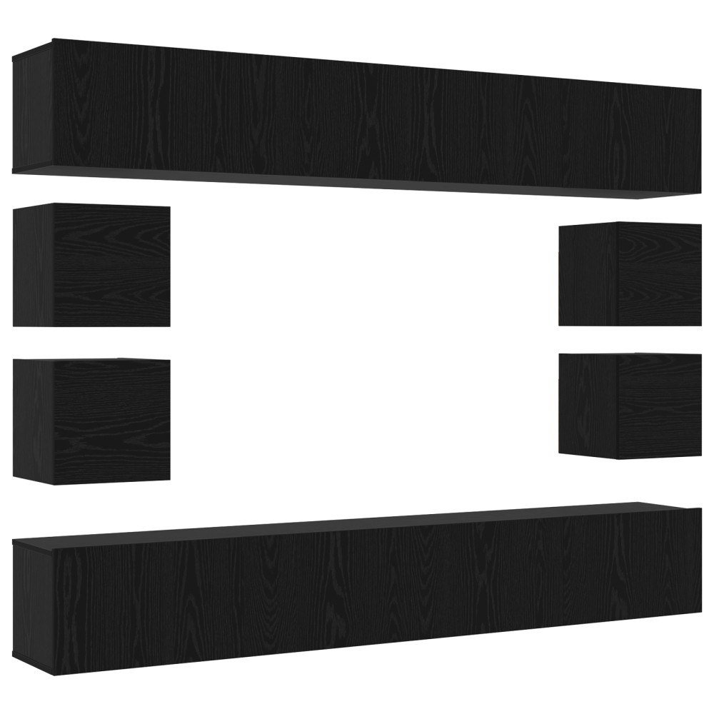 vidaXL Set comodă TV 8 pcs Stejar negru 100 x 30 x 30 cm Lemn compozit