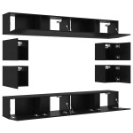 vidaXL Set comodă TV 8 pcs Stejar negru 100 x 30 x 30 cm Lemn compozit vidaXL Set comodă TV 8 pcs Stejar negru 100 x 30 x 30 cm Lemn compozit