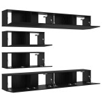 vidaXL Set comodă TV Pe perete 10 pcs Stejar negru 100 x 30 x 30 cm vidaXL Set comodă TV Pe perete 10 pcs Stejar negru 100 x 30 x 30 cm