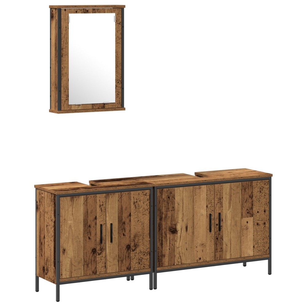 vidaXL Set de mobilier pentru baie cu ușă 3 pcs Maro 80 x 30 x 60 cm