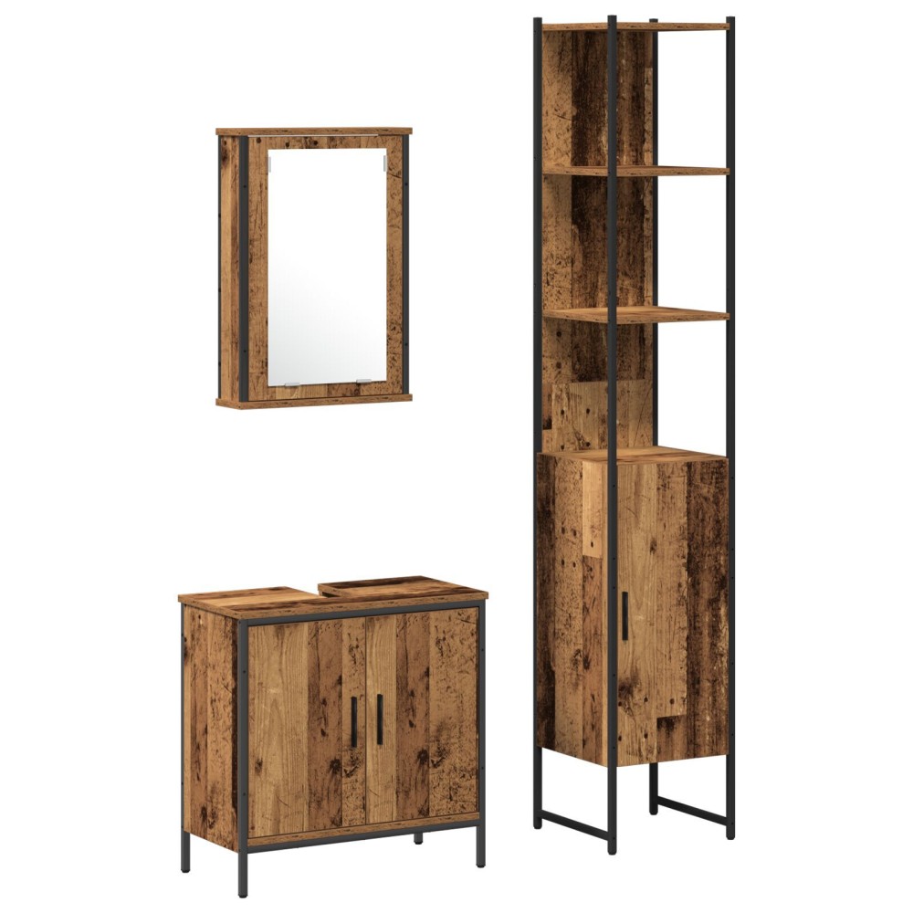 vidaXL Set de mobilier pentru baie 3 pcs Maro 33 x 33 x 185.5 cm