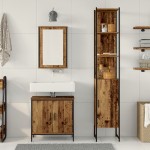 vidaXL Set de mobilier pentru baie 3 pcs Maro 33 x 33 x 185.5 cm vidaXL Set de mobilier pentru baie 3 pcs Maro 33 x 33 x 185.5 cm